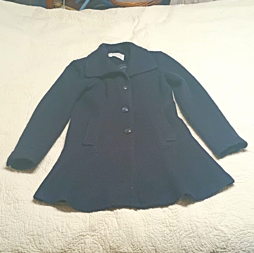 Jessica Simpson M Navy Wool Blend Pea Coat Button Lined Pockets, fit and flare